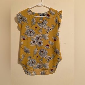 Premise Yellow Floral High-Low Blouse